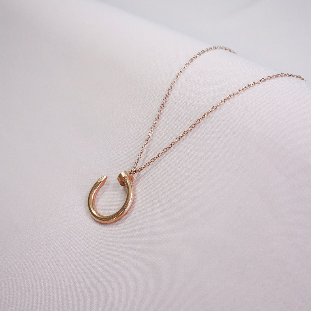 Rose Gold Nail Pendant Necklace (Anti Tarnish)