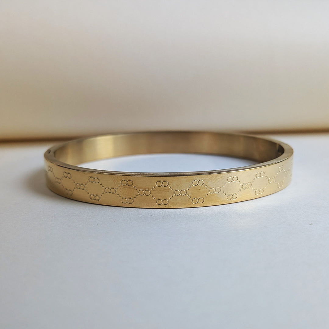 Intricately Engraved Geometric Design Stainless Steel Bracelet For Men & Women