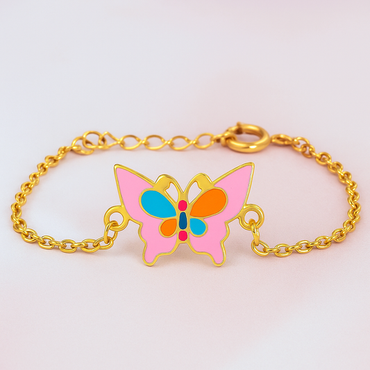 18K Gold Plated Colorful Enamel Butterfly Bracelet (Anti-Tarnish)
