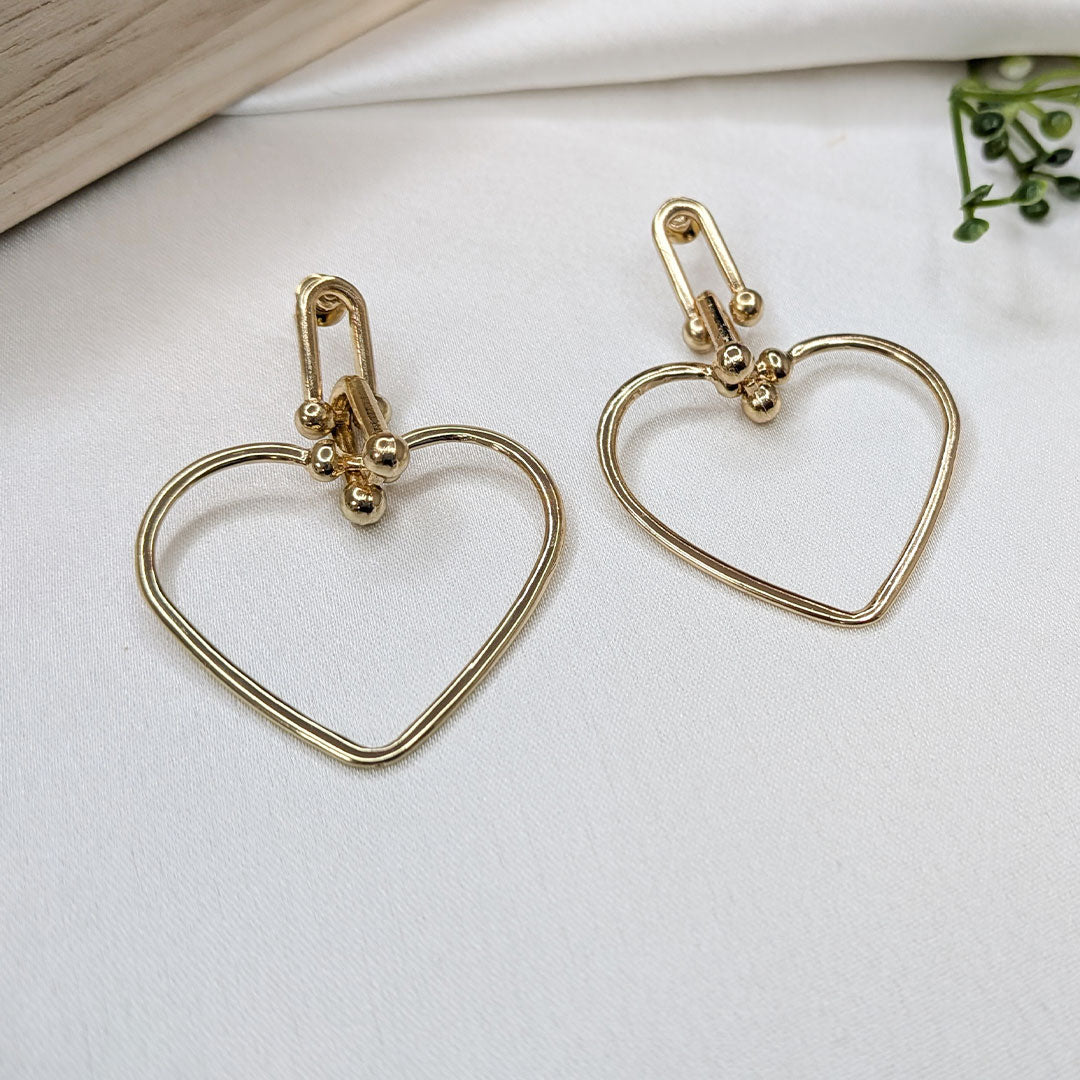 Trendy Gold Finish Hollow Love Knot Dangle Earrings For Girls & Women