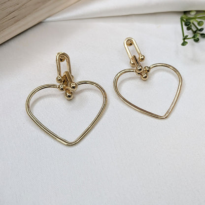 Trendy Gold Finish Hollow Love Knot Dangle Earrings For Girls & Women