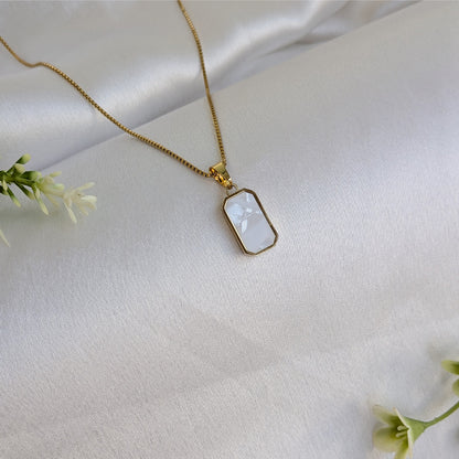 Gold Plated Reversible White & Black Rectangle Pendant for Girls & Women