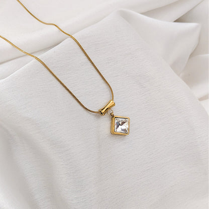 Square Zircon Pendant with Drum Connector For Girls & women