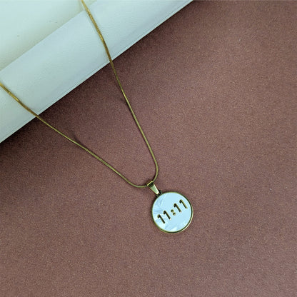 Gold Plated 11:11 Mother of Pearl Pendant For Girls & Women