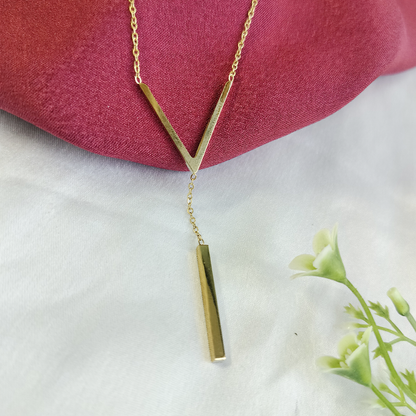18K Gold Plated V-Edge Elegance Pendant (Anti Tarnish)