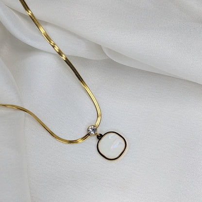 Gold Plated Mother of Pearl & Crystal Accent Pendant for Women