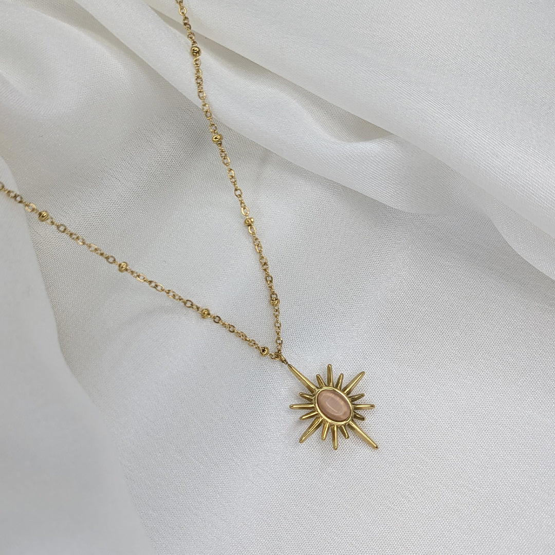 Gold Plated Radiant Sunburst Pendant for Women