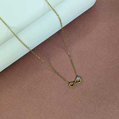 Gold Plated Infinity Pendant with CZ Stone For Girls & Women