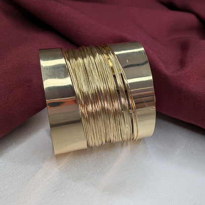 18K Gold Finish Multi-layer Cuff Bracelet for Girls & Women