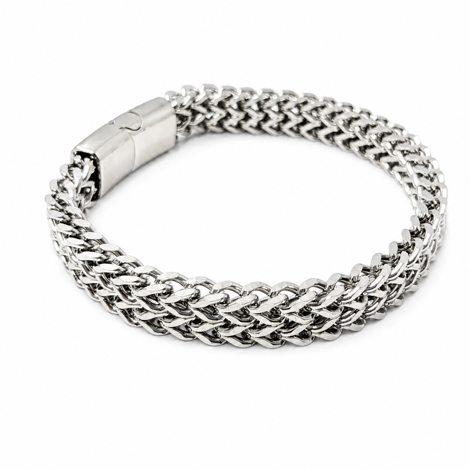 Classic Stainless Steel Woven Chain Bracelet For Men