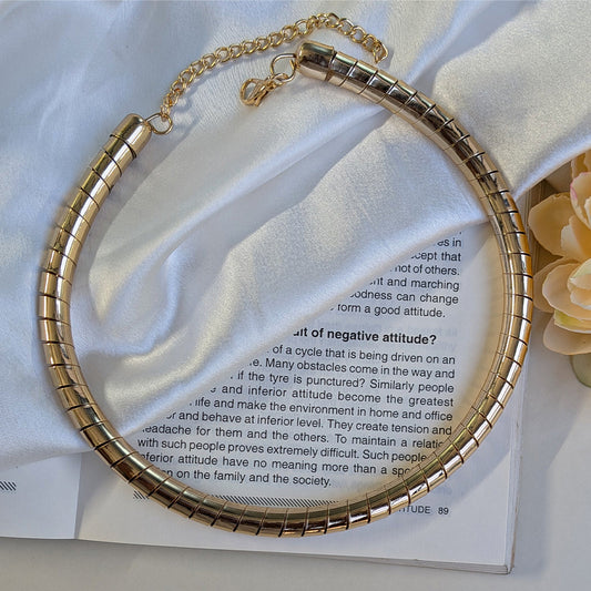 Gold Finish Spiral Choker Necklace For Girls & Women