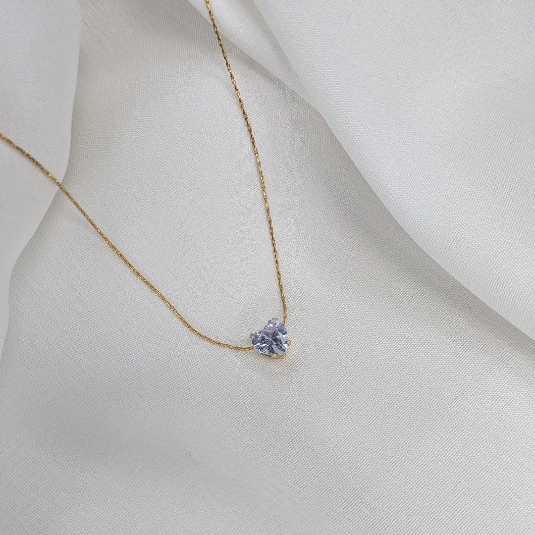 Gold Finish Heart Crystal Centre Pendant For Girls & Women