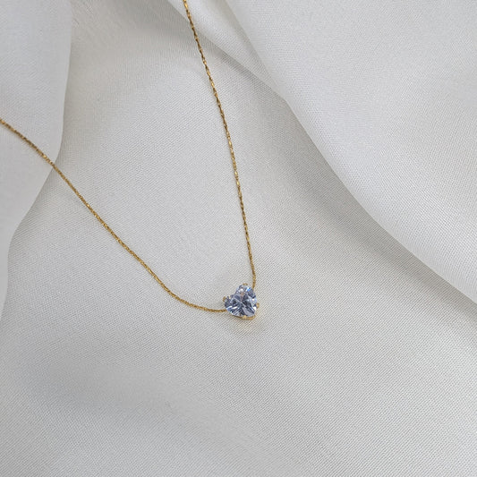 Gold Finish Heart Crystal Centre Pendant For Girls & Women