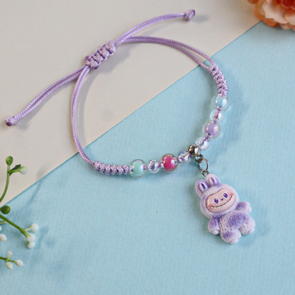 Labubu Bunny Kids Beaded Bracelet with Adjustable Strap