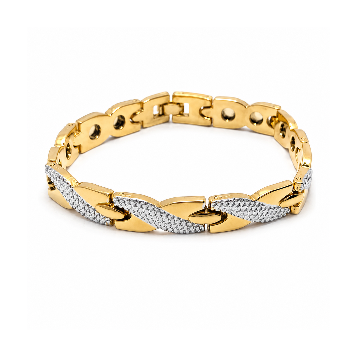 Striking Interwoven Link Design Stainless Steel Bracelet For Men