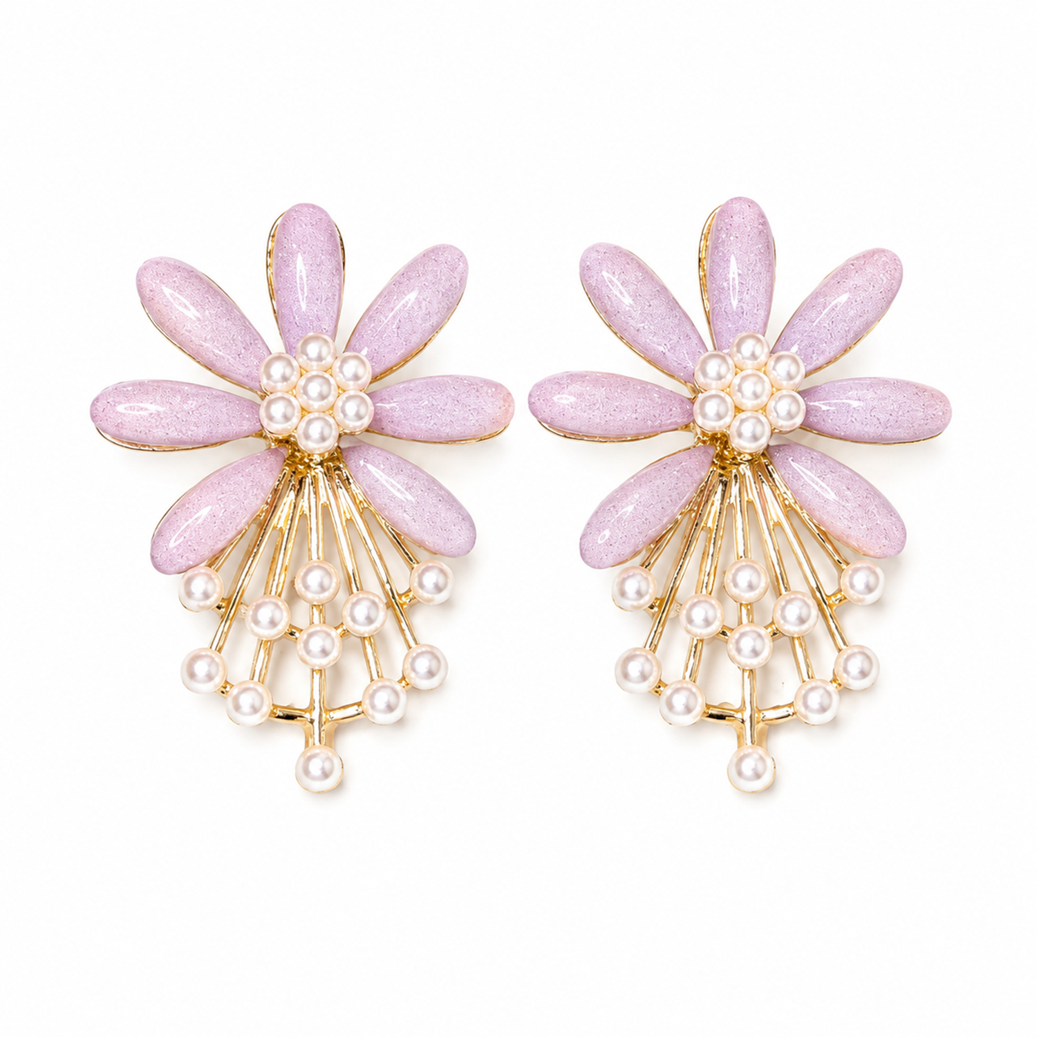 7 PetalFlower Pearl Drop Earrings for Girls & Women
