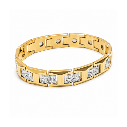 Two Tone Assorted Distinctive Textured Pattern Stainless Steel Bracelet For Men
