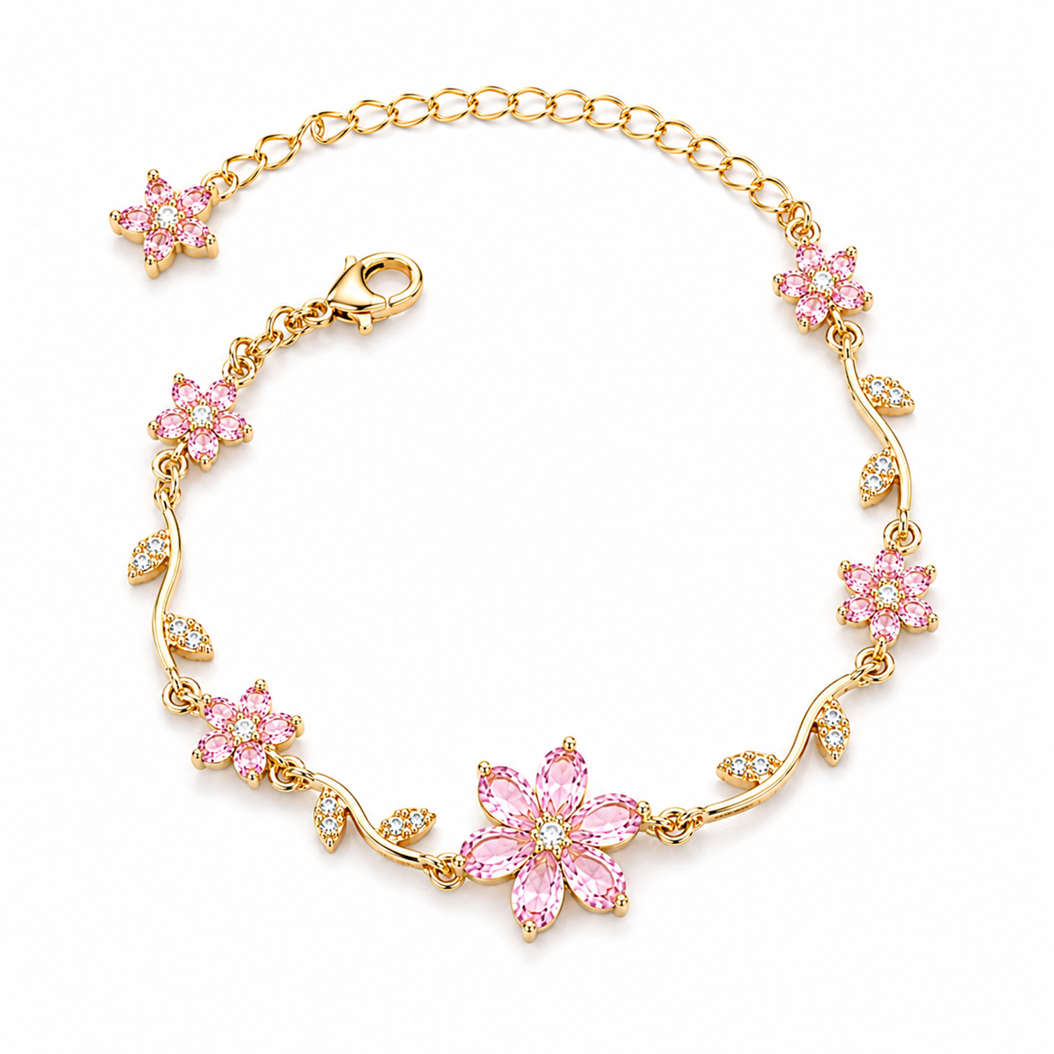 Sparkling Crystal Stone Flower Vine Bracelet for Girls & Womens