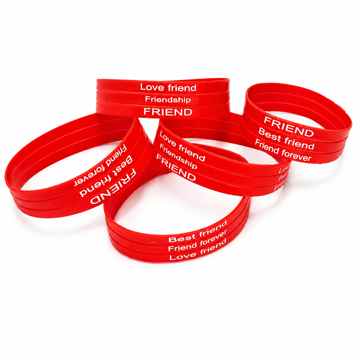 Silicone Friendship Day Bands | 5pcs Rainbow Printed Wristbands