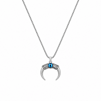 Crescent Horn Pendant Necklace with Blue Eye for Men & Boys