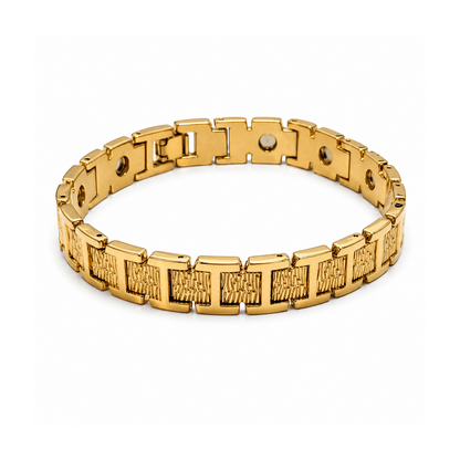 Geometric Textured Embedded Magnetic Therapy Bracelet for Men