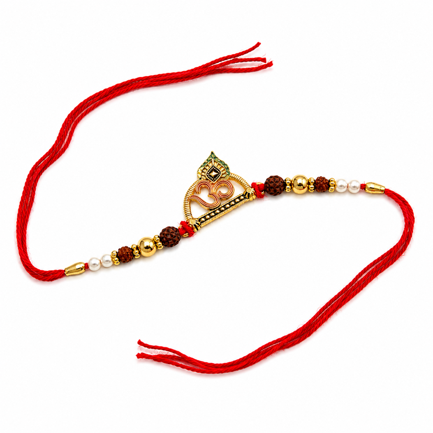 Peacock Designer Rakhi with Gold-Tone Beads