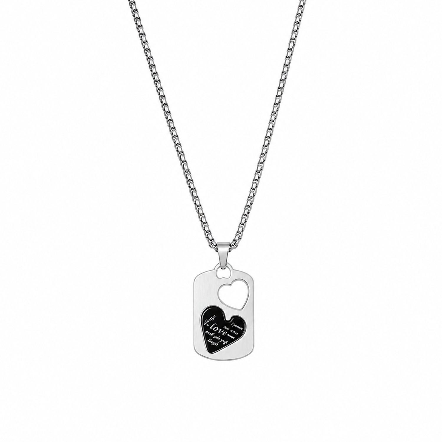 Silver Tone Love Heart Pendant for Mens & Boys