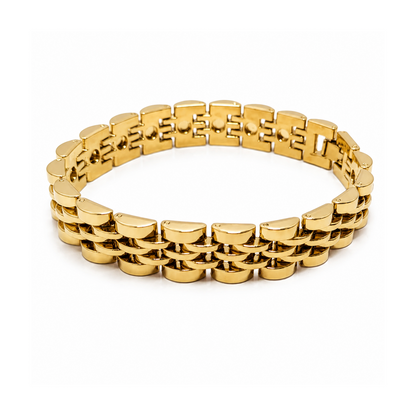 Chunky Style Interwoven Design Stainless Steel Bracelet For Men