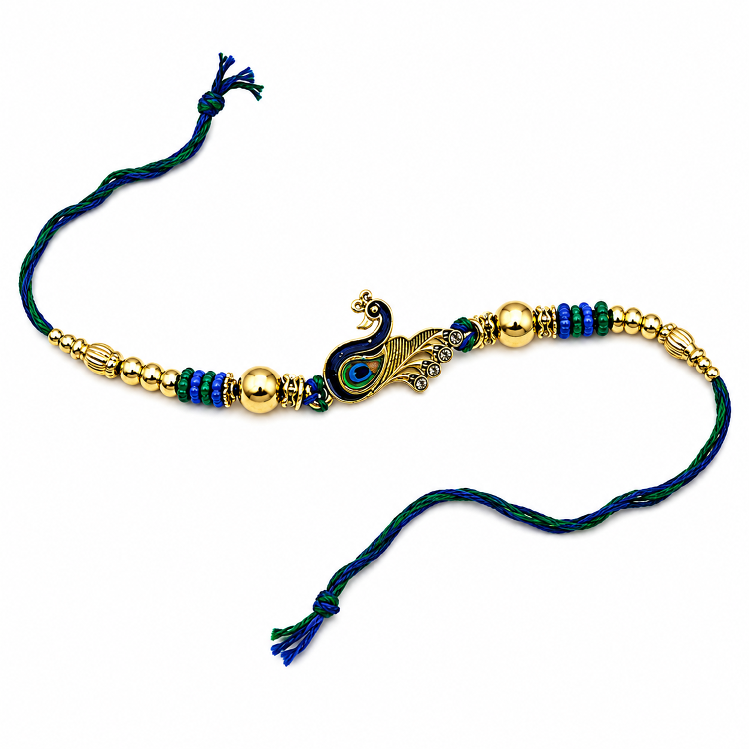 Royal Peacock Rakhi with Premium Gold Finish