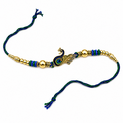 Royal Peacock Rakhi with Premium Gold Finish