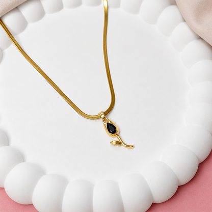 Tulip Teardrop Flower Pendant Necklace For Girls & Women's