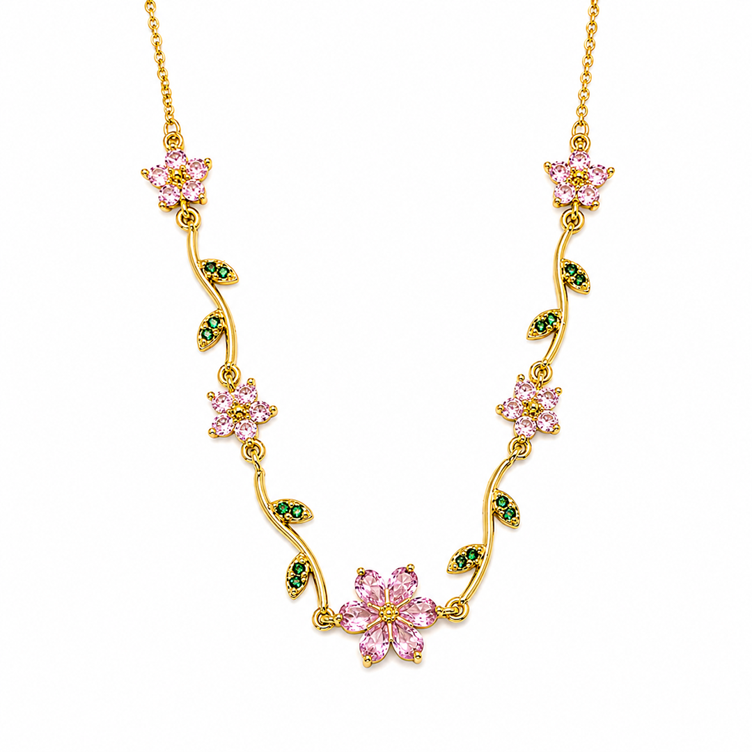 Crystal Vine Floral Pendant Necklace For Girls & Women's