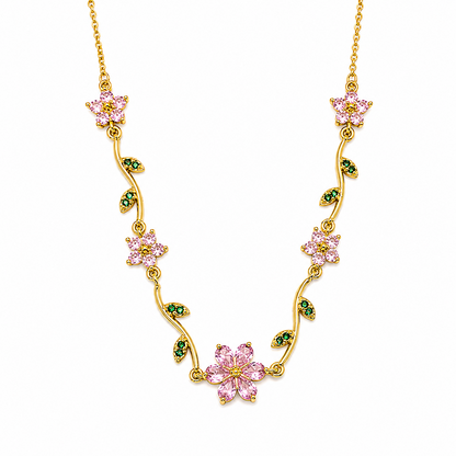 Crystal Vine Floral Pendant Necklace For Girls & Women's