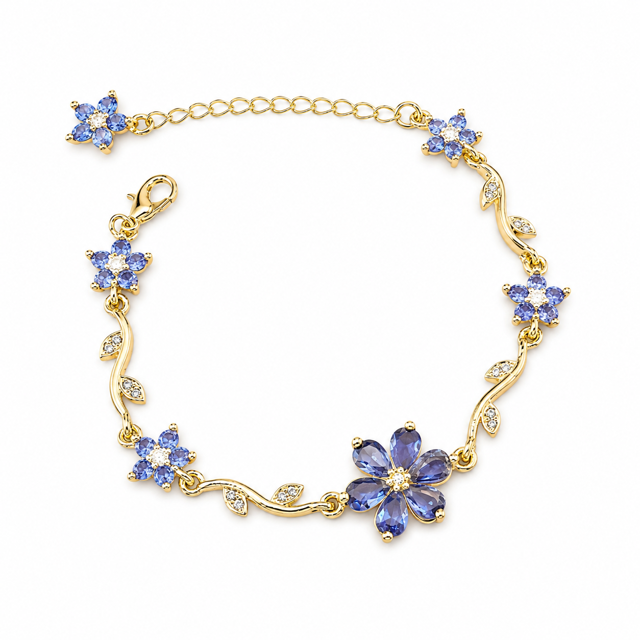 Sparkling Crystal Stone Flower Vine Bracelet for Girls & Womens