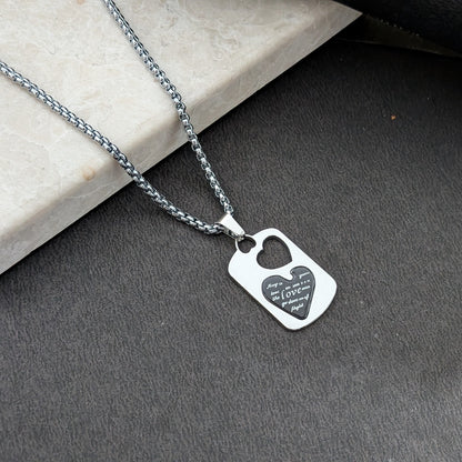 Silver Tone Love Heart Pendant for Mens & Boys