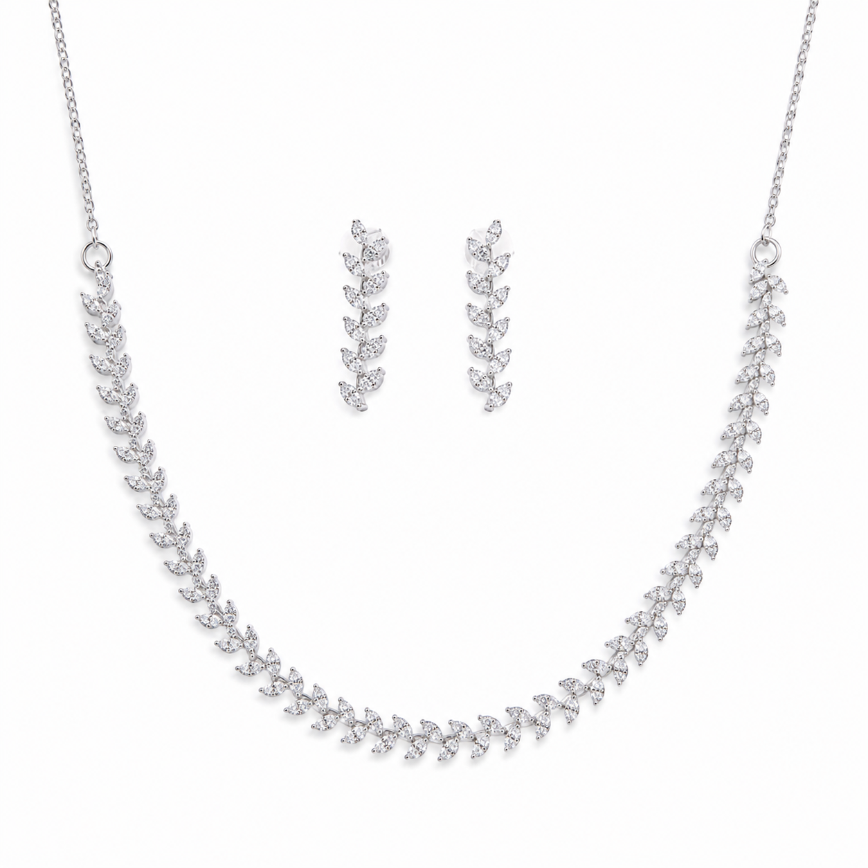 Sparkling Marquise Cut Cubic Zirconia Necklace Set for Girls & Women's