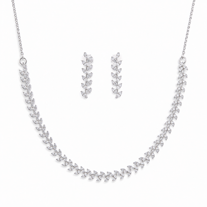 Sparkling Marquise Cut Cubic Zirconia Necklace Set for Girls & Women's