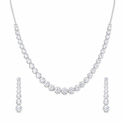 Sparkling Crystals Round Pave Tennis Necklace Set for Girls & Women's