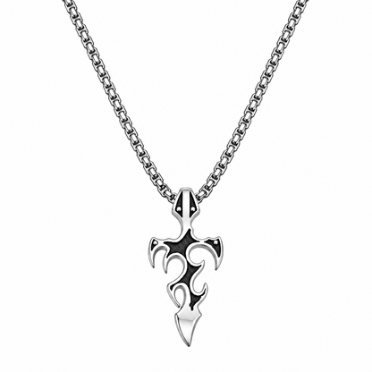 Black Enamel Cutout Flames Pendant for Men