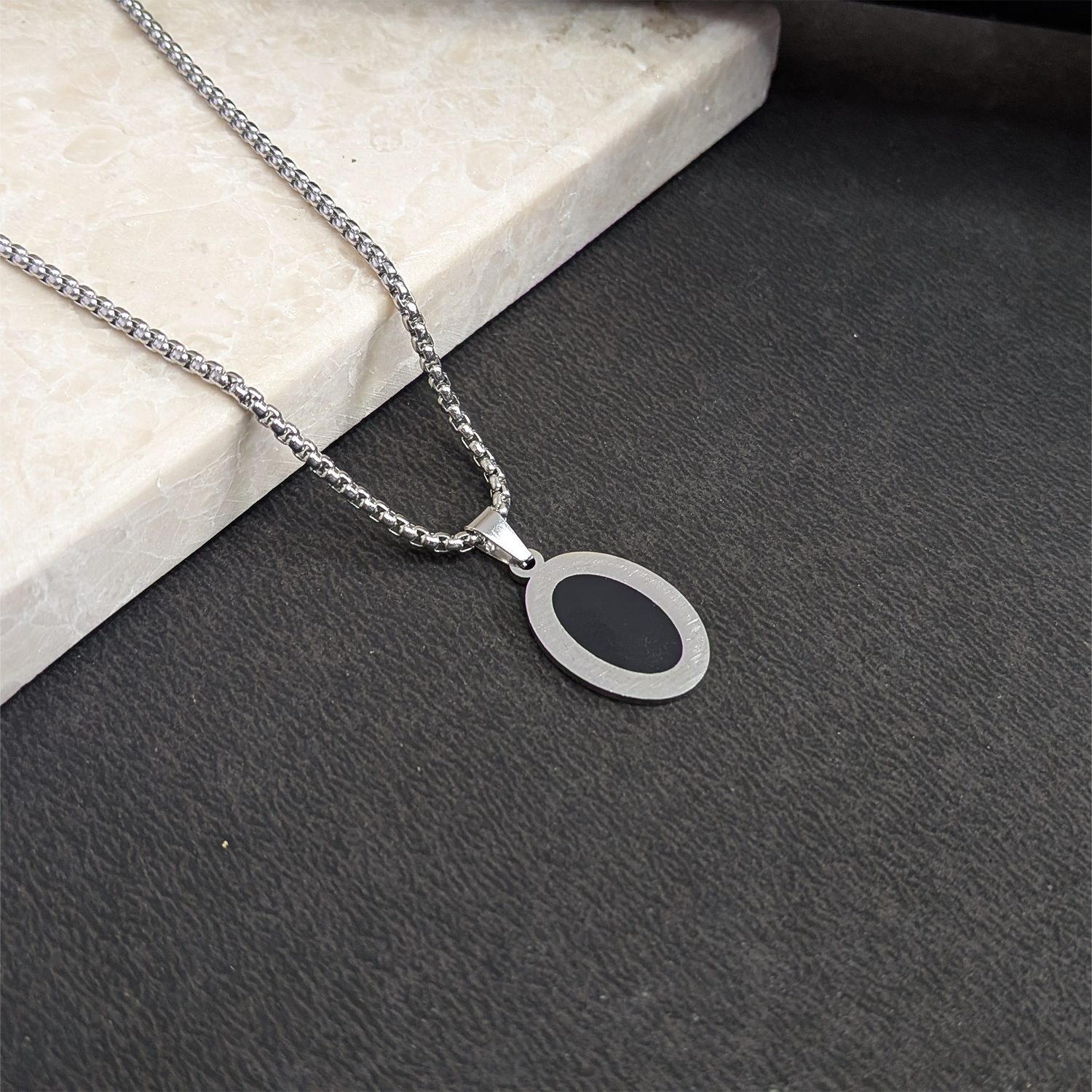 Tangent Circular Black Onyx Pendant for Men & Boys