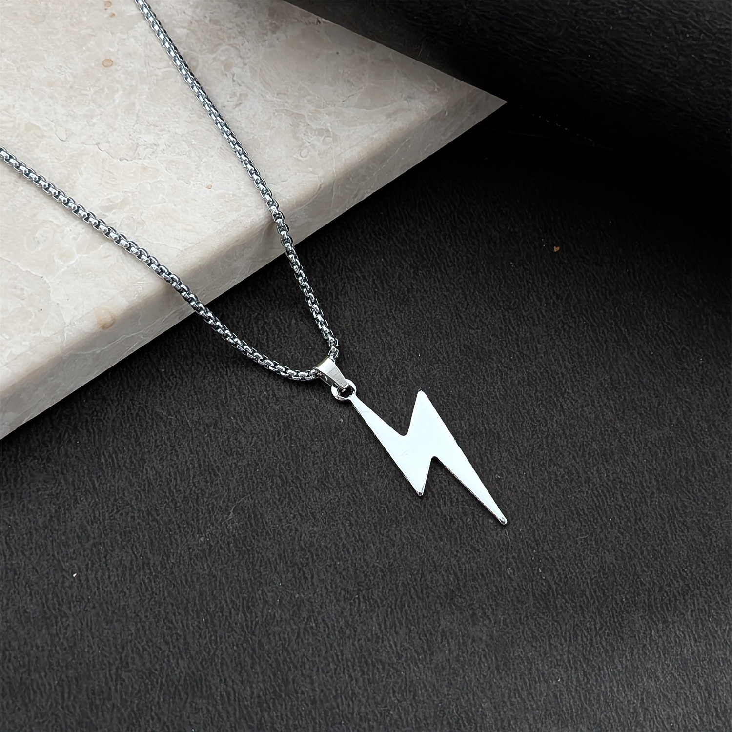 Lightning Bolt Pendant Necklace for Men & Boys