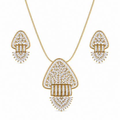 Dual Tone Jhumka Geometric CZ Studded Necklace Set for Girls & Women's