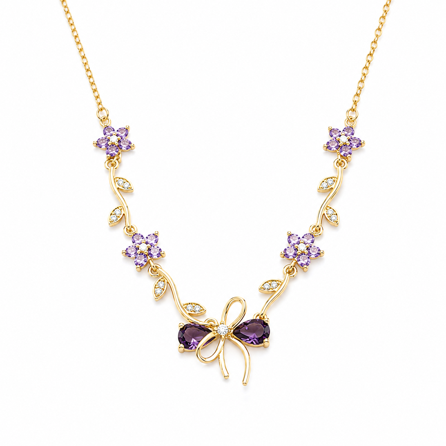 Cherry Blossom Ribbon Bow Tulip Floral Pendant for Girls & Women's