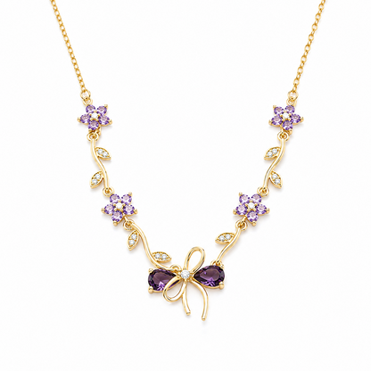 Cherry Blossom Ribbon Bow Tulip Floral Pendant for Girls & Women's