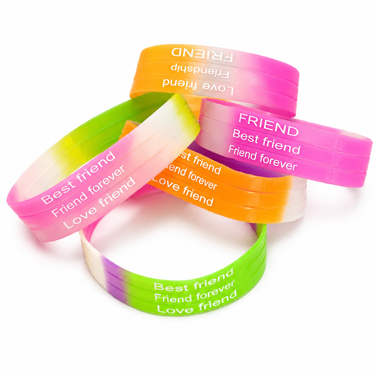5pcs Multicolor Friendship Rubber Bracelets | Printed Silicone Wristbands