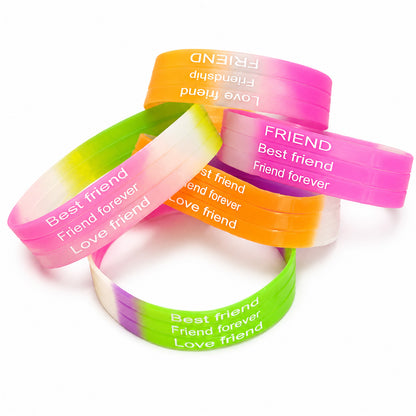 5pcs Multicolor Friendship Rubber Bracelets | Printed Silicone Wristbands