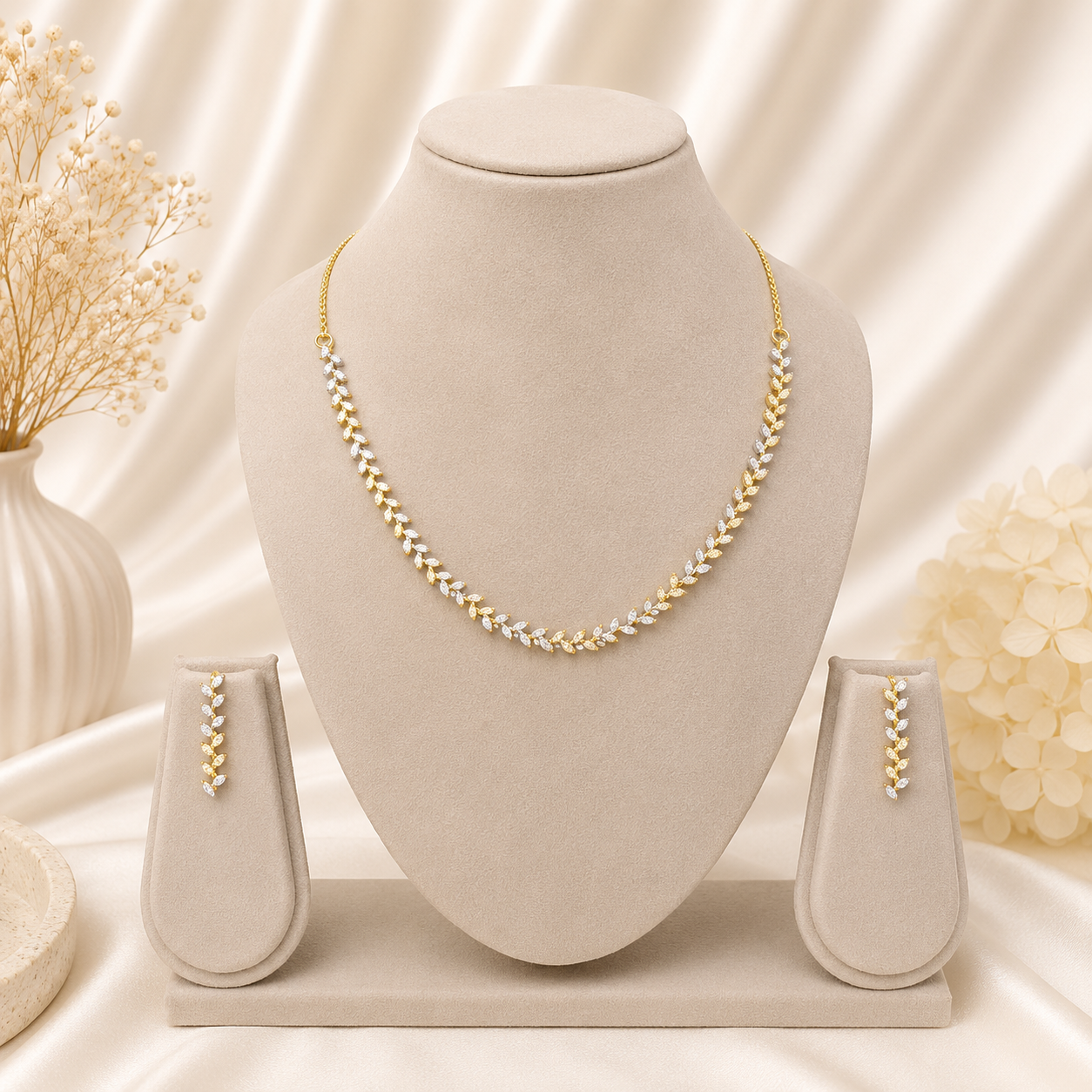Sparkling Marquise Cut Cubic Zirconia Necklace Set for Girls & Women's