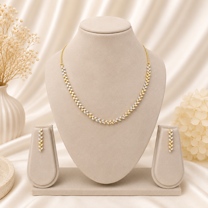 Sparkling Marquise Cut Cubic Zirconia Necklace Set for Girls & Women's