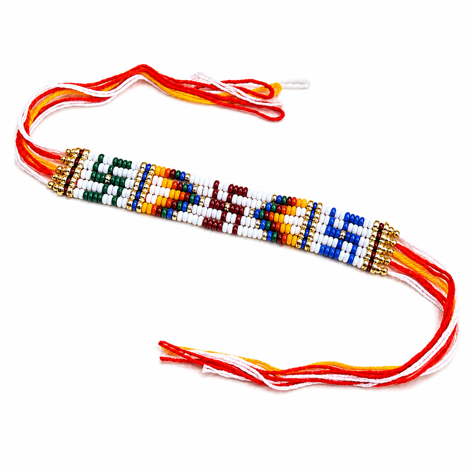 Handmade Multicolor Seed Bead Rakhi for Brother