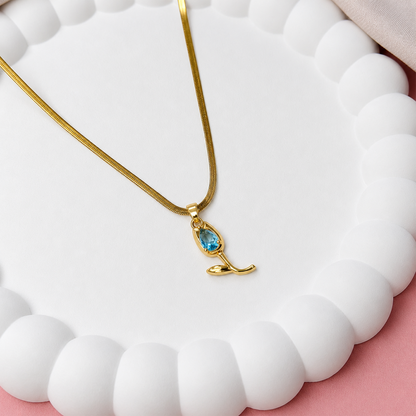 Tulip Teardrop Flower Pendant Necklace For Girls & Women's